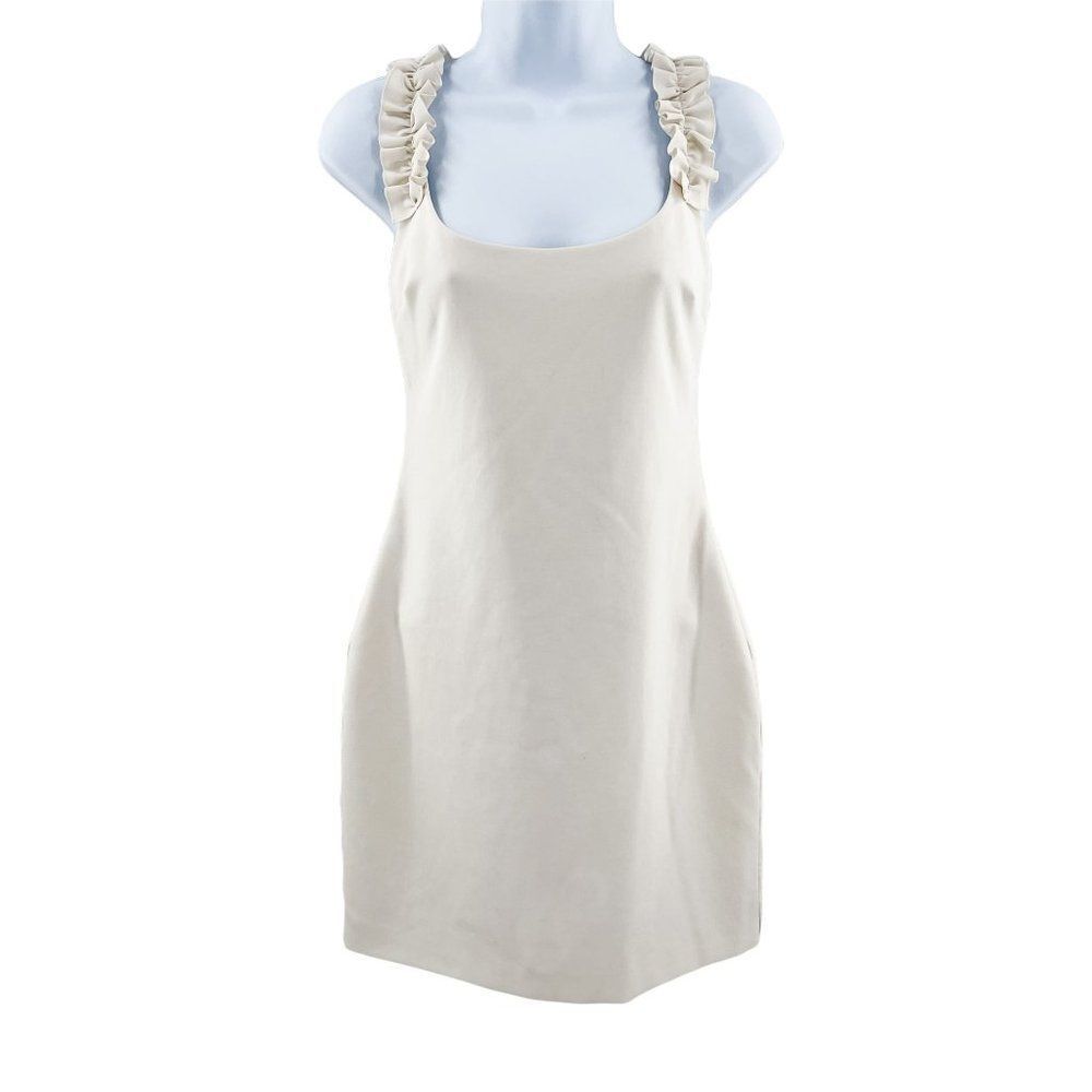 Likely Revolve Elana Sleeveless Ruffle Strap White Fitted Sheath Mini Dress - Picture 4 of 10